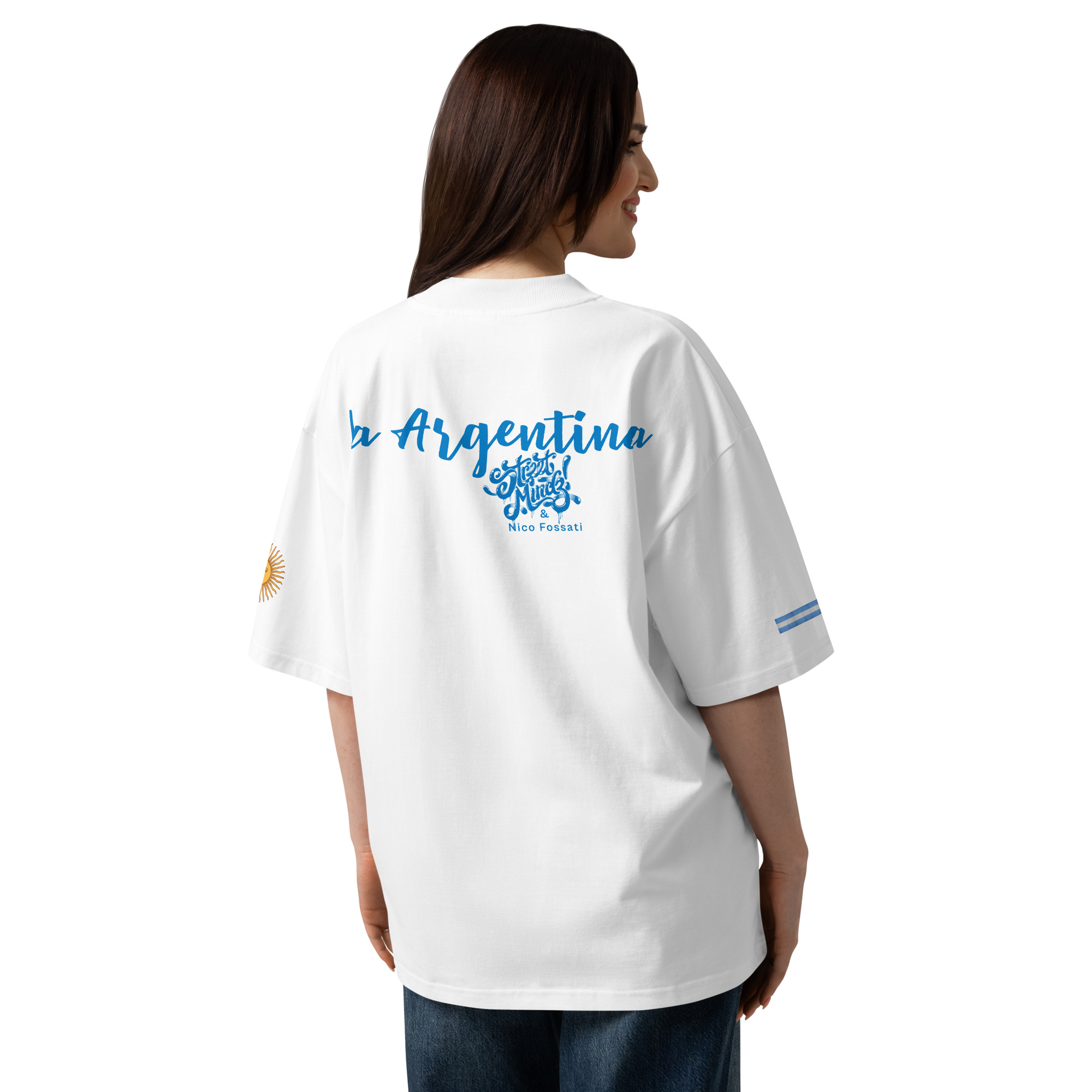 LA ARGENTINA Unisex organic oversized high neck t-shirt by StreetMindz & Nico Fossati - Image 3